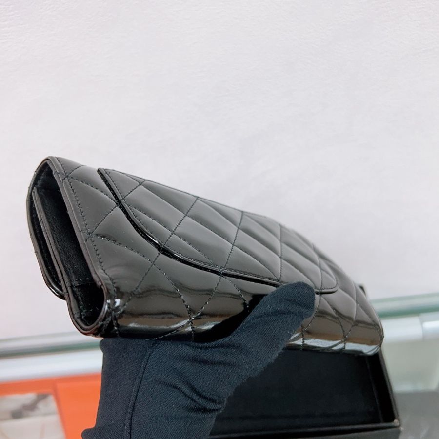 Chanel 黑色漆皮長夾/ 皮夾 / 銀包 long wallet patent-11