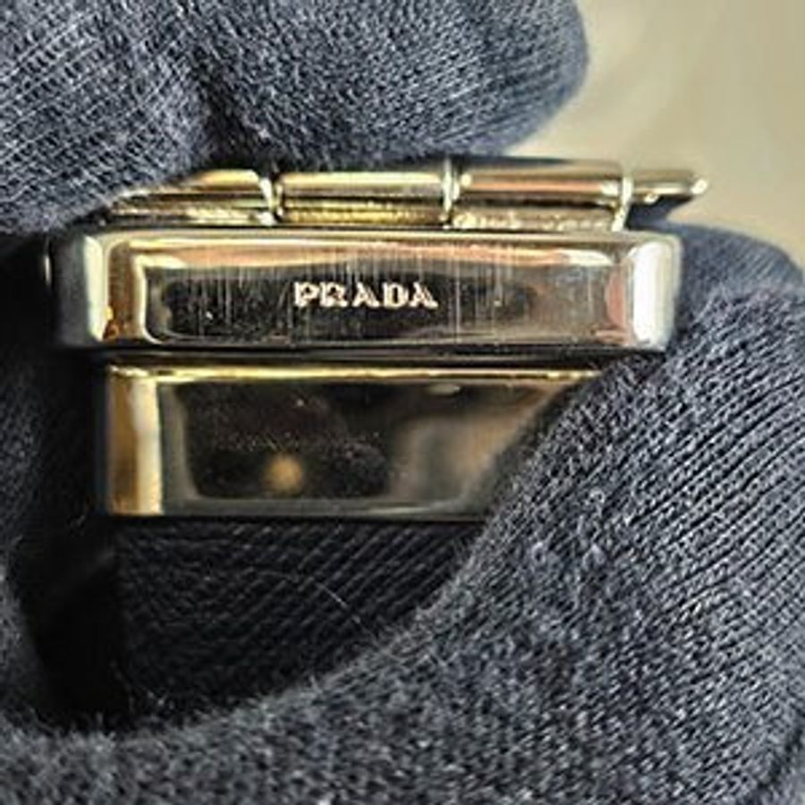 PRADA 黑/灰色 防刮牛皮雙面皮帶 90CM 36-2