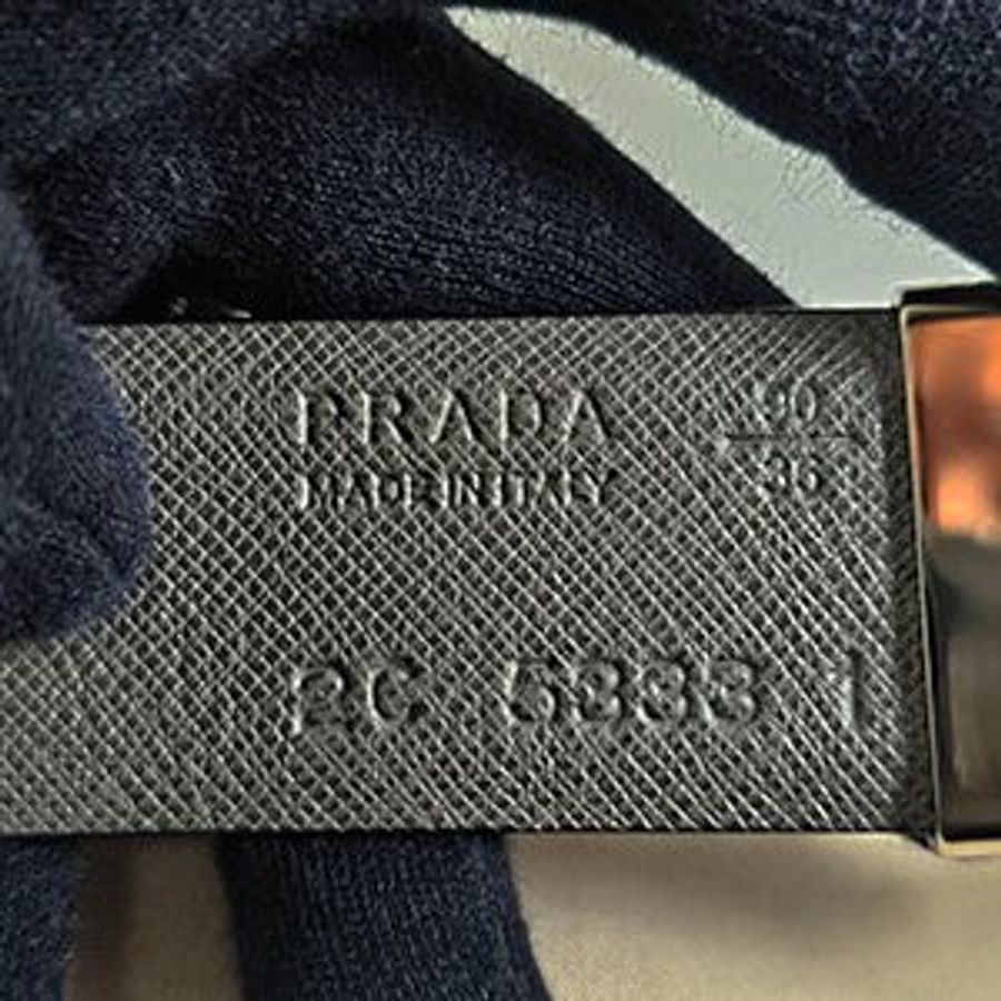 PRADA 黑/灰色 防刮牛皮雙面皮帶 90CM 36-3