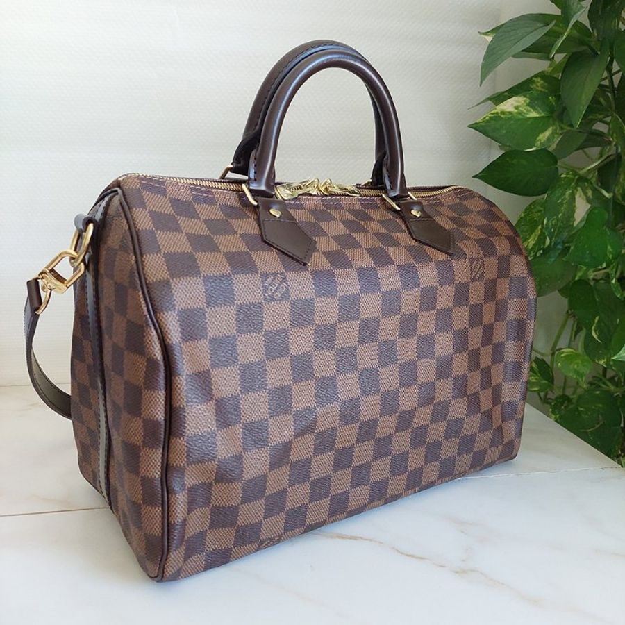 LV 🎀現品實拍 🎀 N41183 格紋 Speedy30cm 波士頓包 手提 斜背包~二手品-23