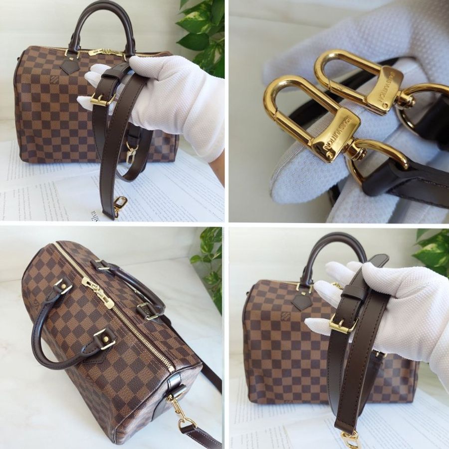 LV 🎀現品實拍 🎀 N41183 格紋 Speedy30cm 波士頓包 手提 斜背包~二手品-50