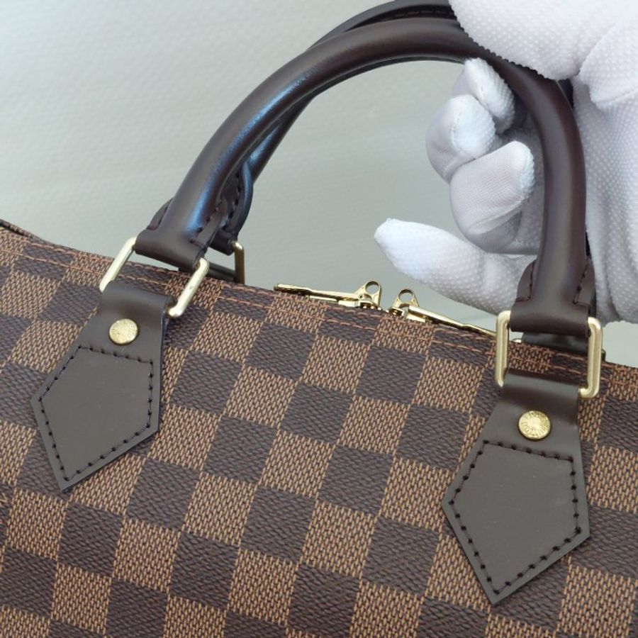LV 🎀現品實拍 🎀 N41183 格紋 Speedy30cm 波士頓包 手提 斜背包~二手品-79