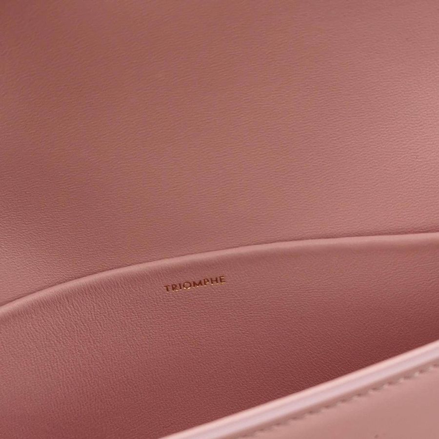 Celine Triomphe凱旋門牛皮純色Logo插扣單肩包-6