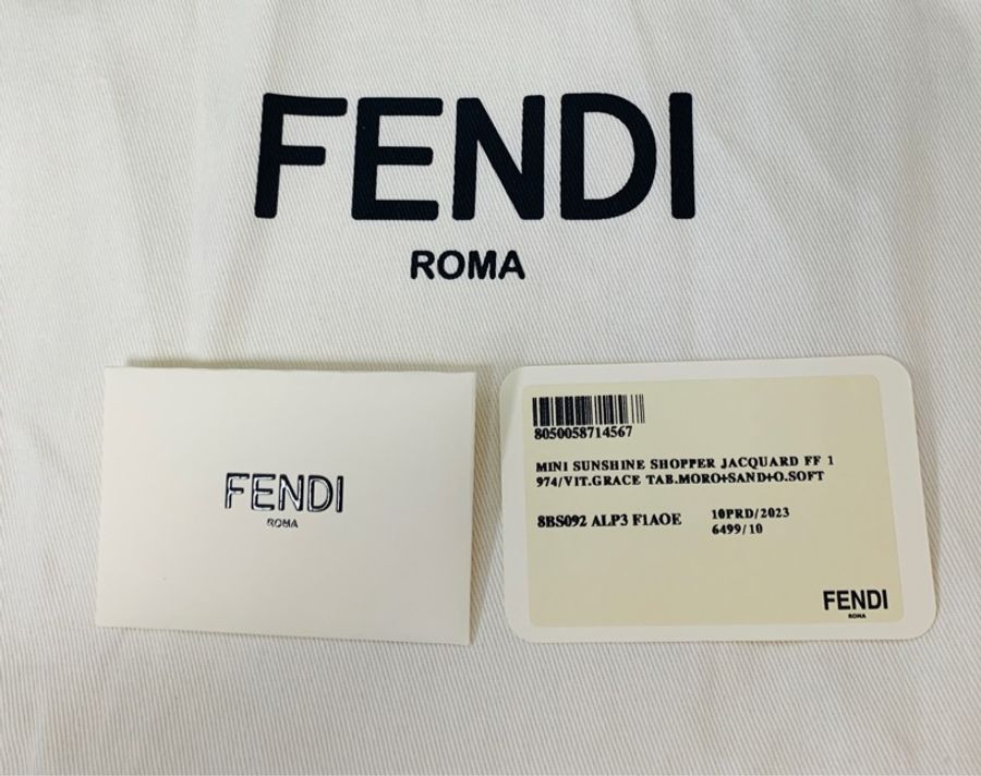 全新Fendi 迷你款式Sunshine手提袋棕色FF布料迷你包款-8