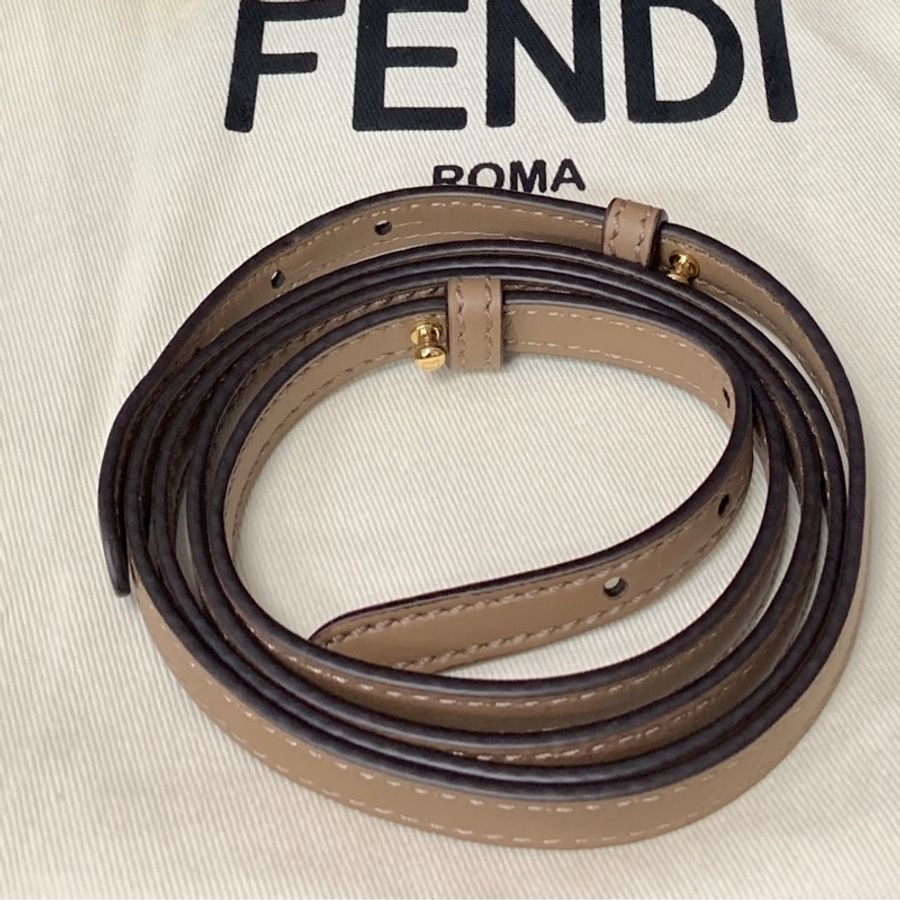 全新Fendi 迷你款式Sunshine手提袋棕色FF布料迷你包款-2