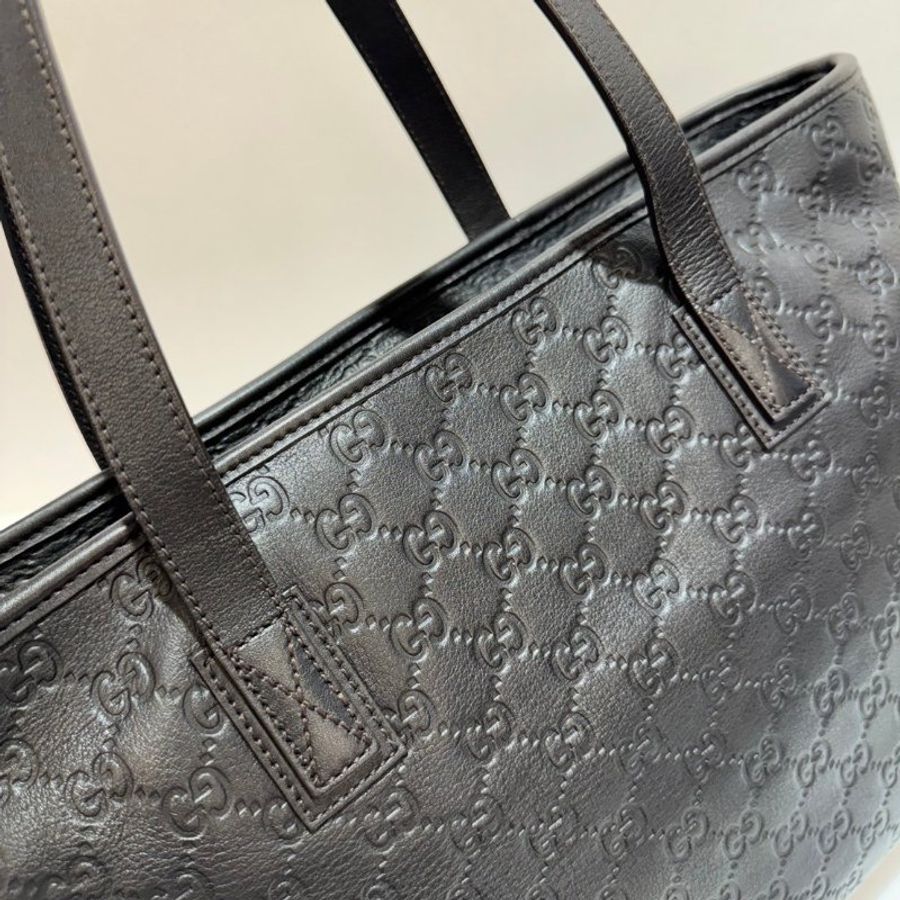 GUCCI 肩背包/手提包/托特包 深咖 全皮壓紋 87成新(M-27)-9