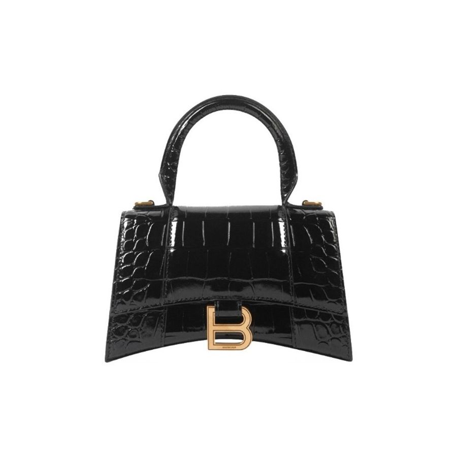 Balenciaga 巴黎世家 Hourglass 金扣鱷魚皮壓紋沙漏包mini-0