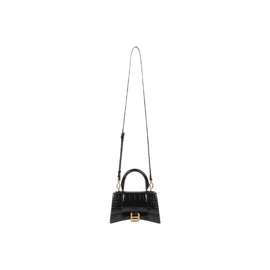 Balenciaga 巴黎世家 Hourglass 金扣鱷魚皮壓紋沙漏包mini-3