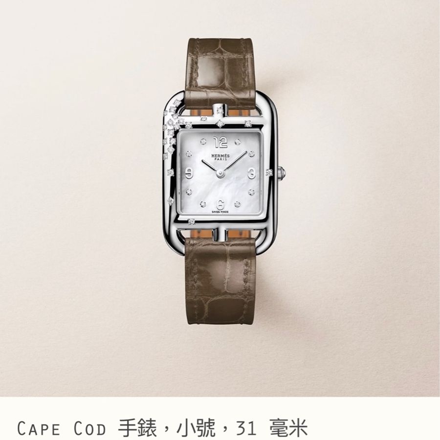 全新全配Hermès 鑽石腕錶搭配灰色鱷魚皮帶-4