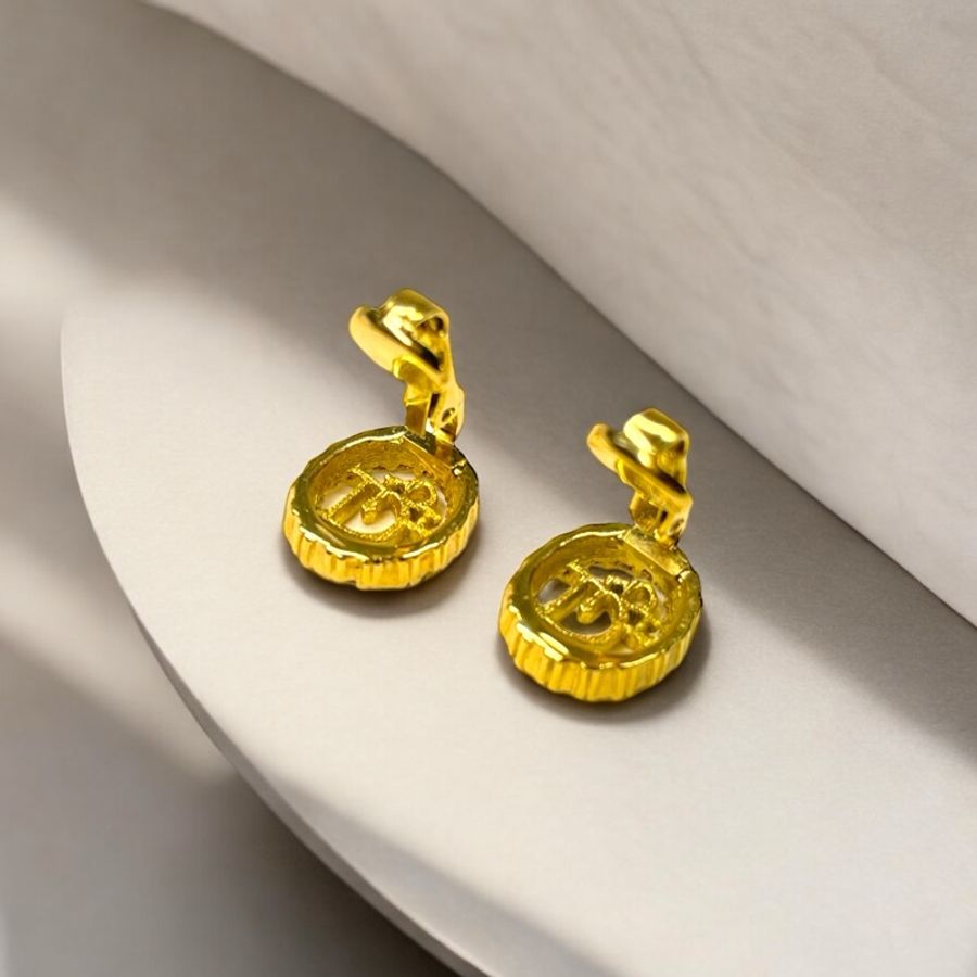 Dior logo水鑽夾式耳環-6