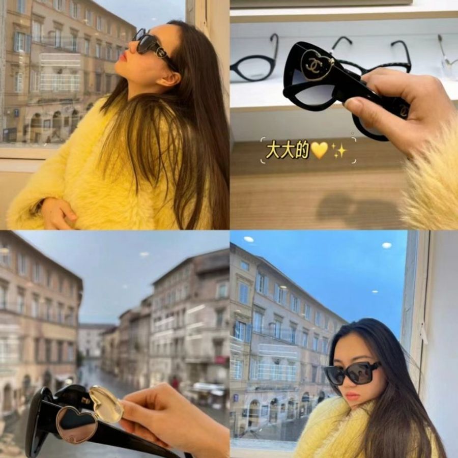 CHANEL 5517 大框貓眼墨鏡 鏡腿法琅雙C logo  打開是個小鏡子-5