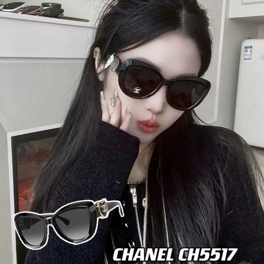 CHANEL 5517 大框貓眼墨鏡 鏡腿法琅雙C logo  打開是個小鏡子-7
