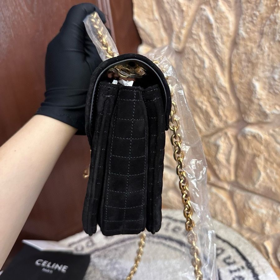 Celine C bag 冰格麂皮絲絨鏈條包-4