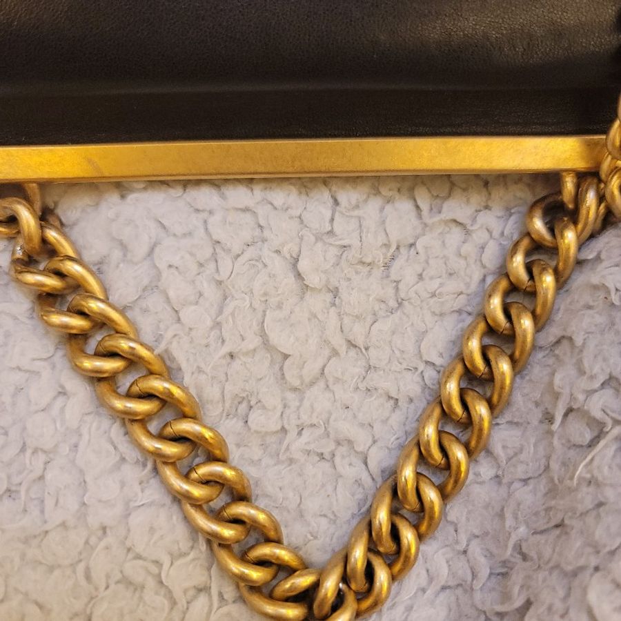 Chanel 香奈兒 黑金雙面牛皮菱格手提肩背包-33