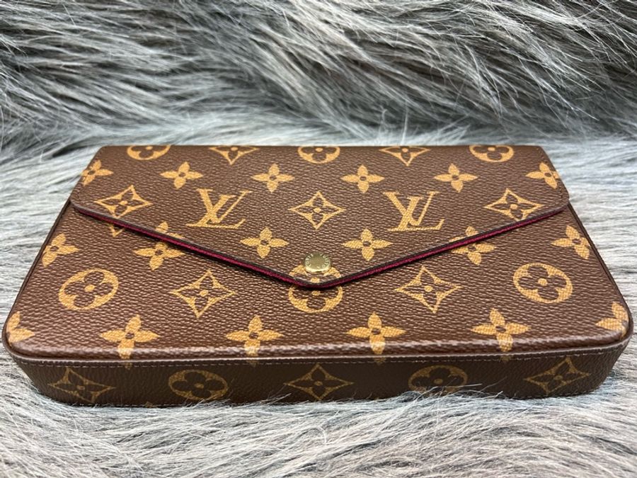 LV M81896 原花 老花 金釦 Félicie Pochette 三合一 Woc 斜背包 鍊包 手機包-4