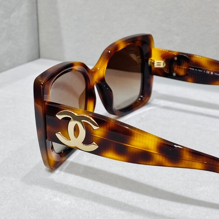 CHANEL CH5435 C622S6 經典大框漸變鏡片 玳瑁配色太陽眼鏡，很貴氣的一款，超級遮臉 全新全配-4