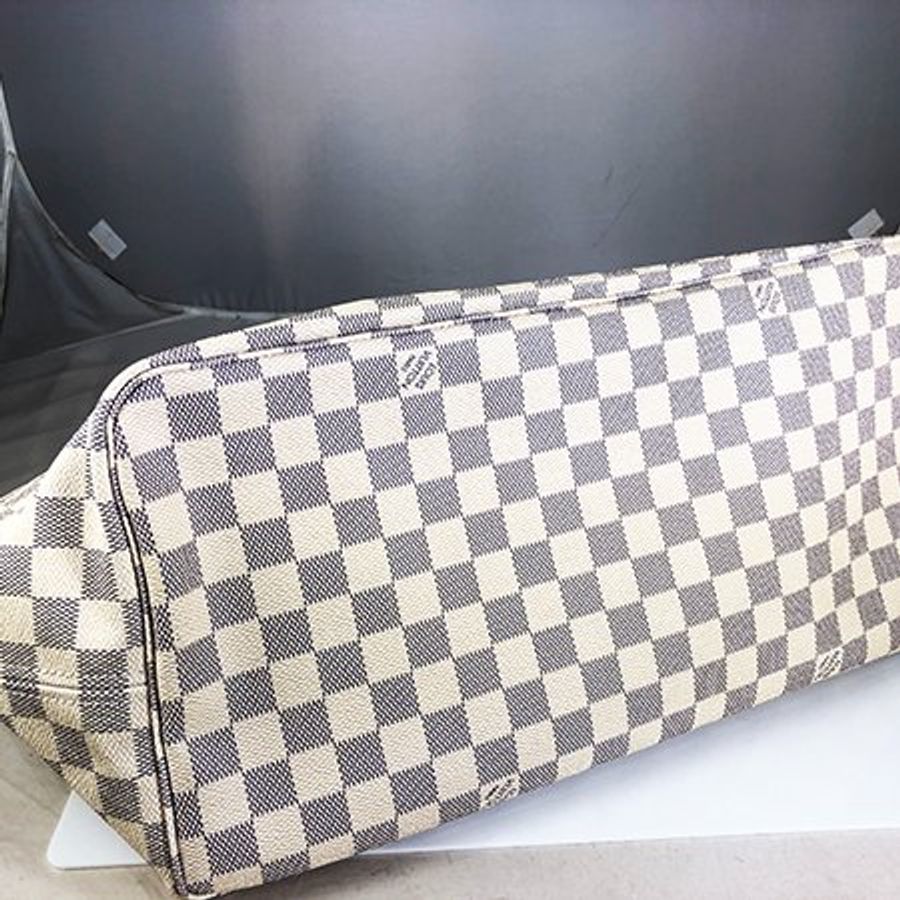 LV白色Damier棋盤格 NEVERFULL肩背包 (GM) N51108-4