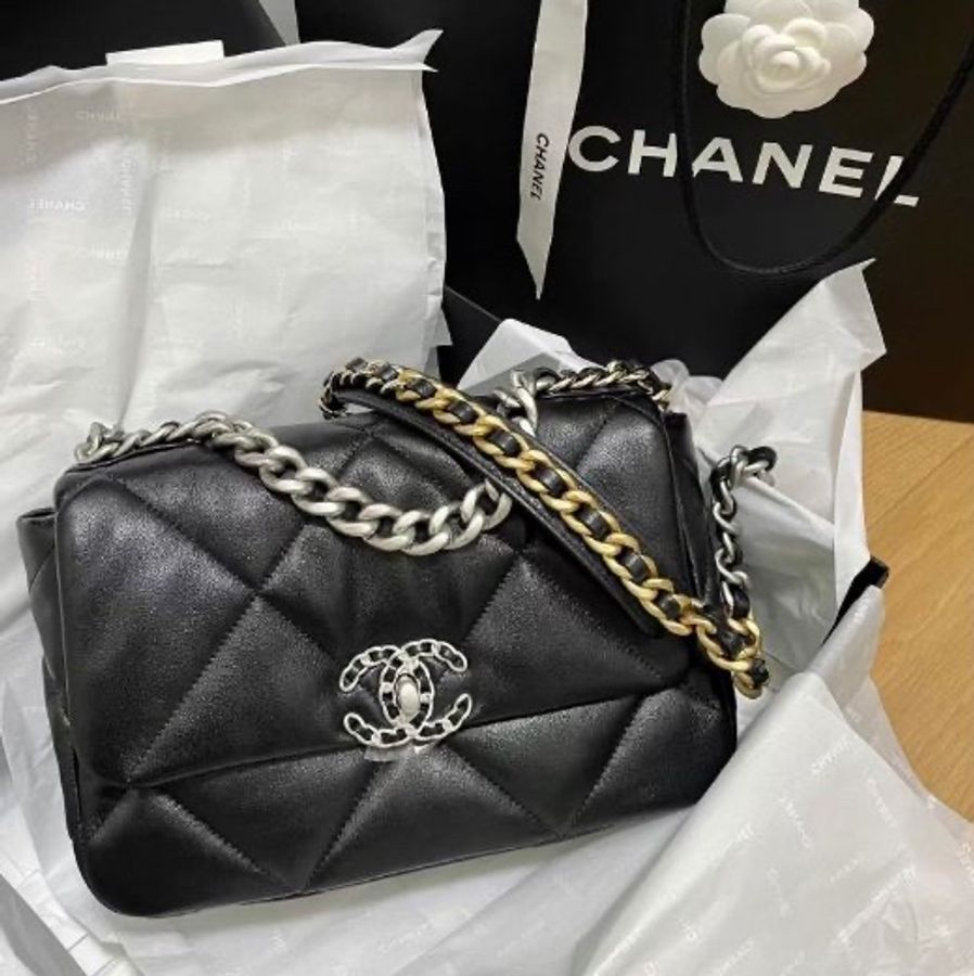 chanel 19黑 銀釦 小號-0