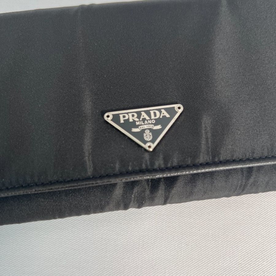 RARE TO GO 中古 | PRADA黑色真皮尼龍長夾手拿袋長銀包 原裝盒-4