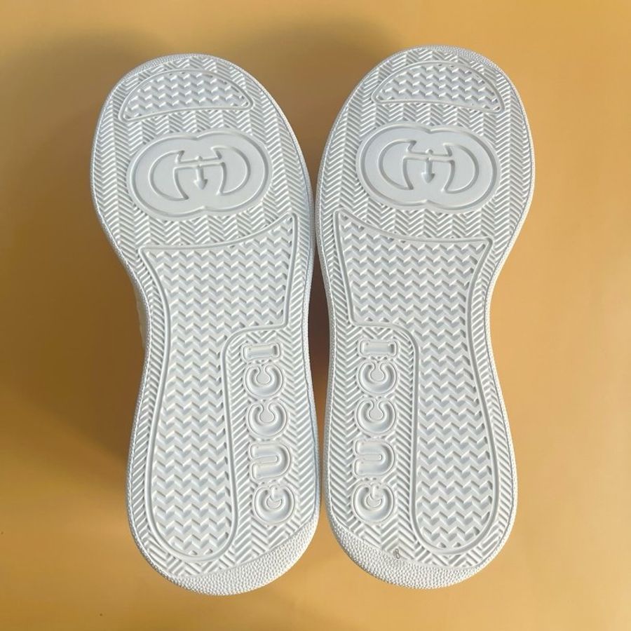 GUCCI 全皮雙G壓紋厚底小白鞋【未使用】 #8-11