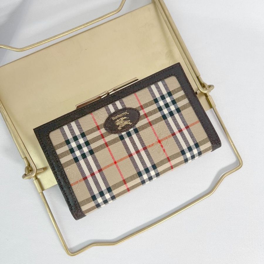 RARE TO GO 中古 | Burberry 經典格紋口金長銀包長夾手拿袋零錢-0