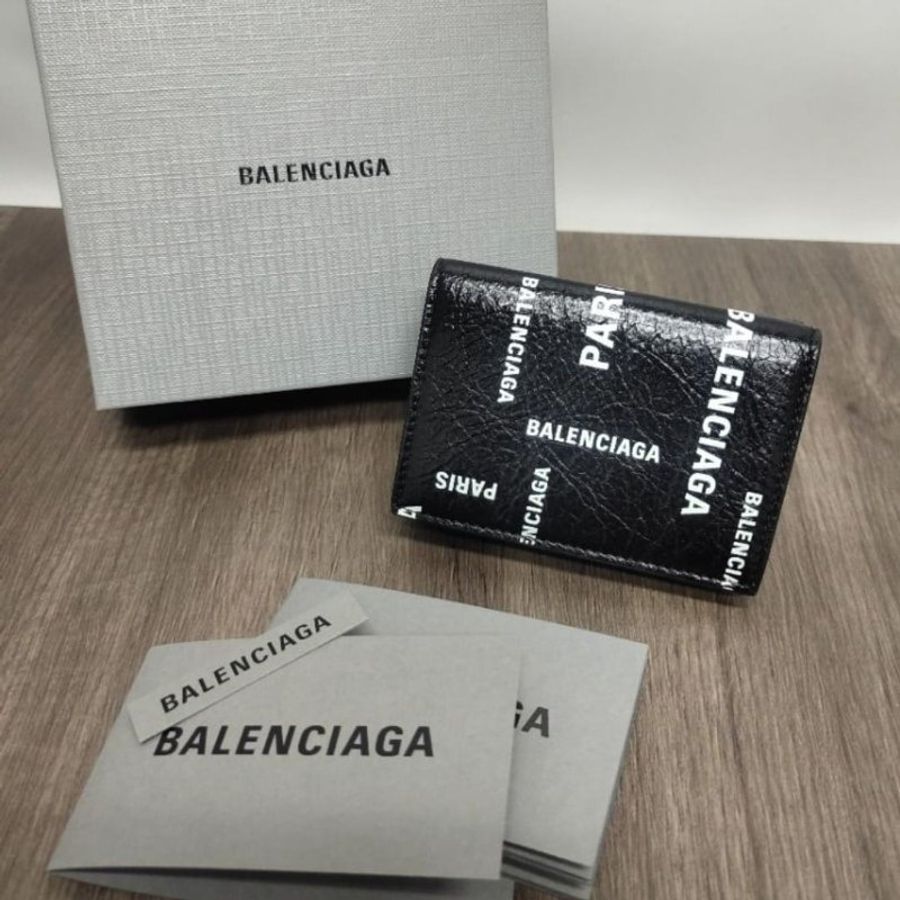 Balenciaga Cash Mini Bal Paris Allover Small Wallet for Women in Black (594312-2AAOC-1097)-4