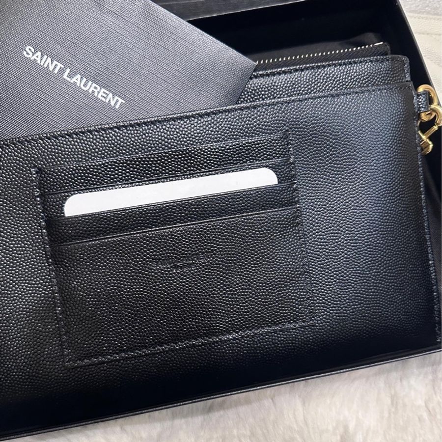 ️ 全新 台灣購證 白色手拿包 SAINT LAURENT YSL手拿包 YSL手拿包 YSL包包 YSL皮夾-3