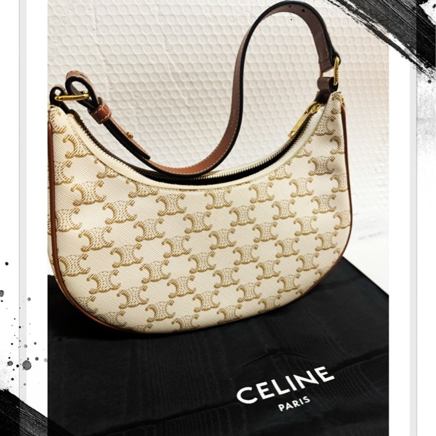 Celine Ava bag 經典白老花 腋下包 半月包 hobo bag-0