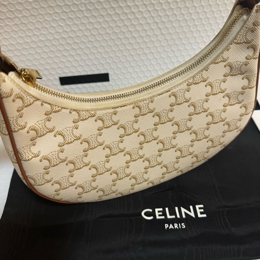 Celine Ava bag 經典白老花 腋下包 半月包 hobo bag-4