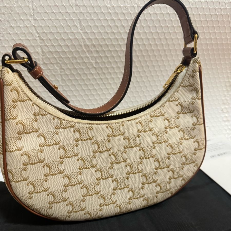 Celine Ava bag 經典白老花 腋下包 半月包 hobo bag-6