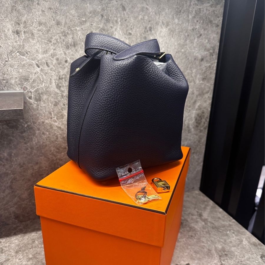 Hermes Picotin18 愛馬仕菜籃子 2Z午夜藍金釦 99新-1