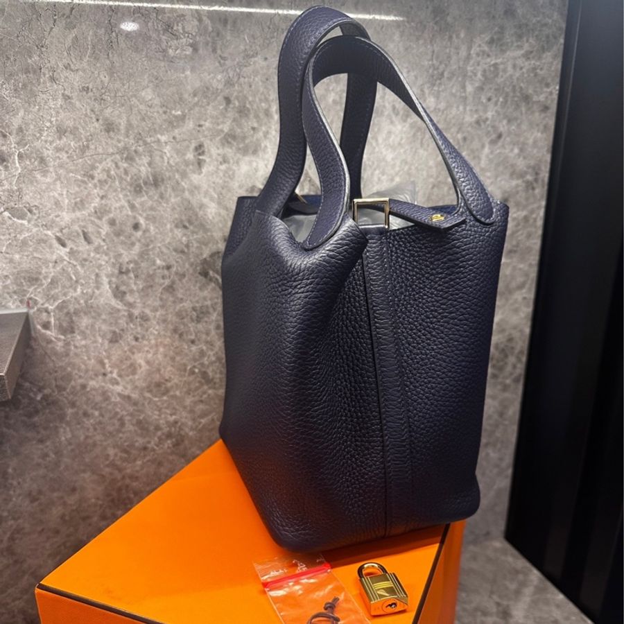 Hermes Picotin18 愛馬仕菜籃子 2Z午夜藍金釦 99新-2