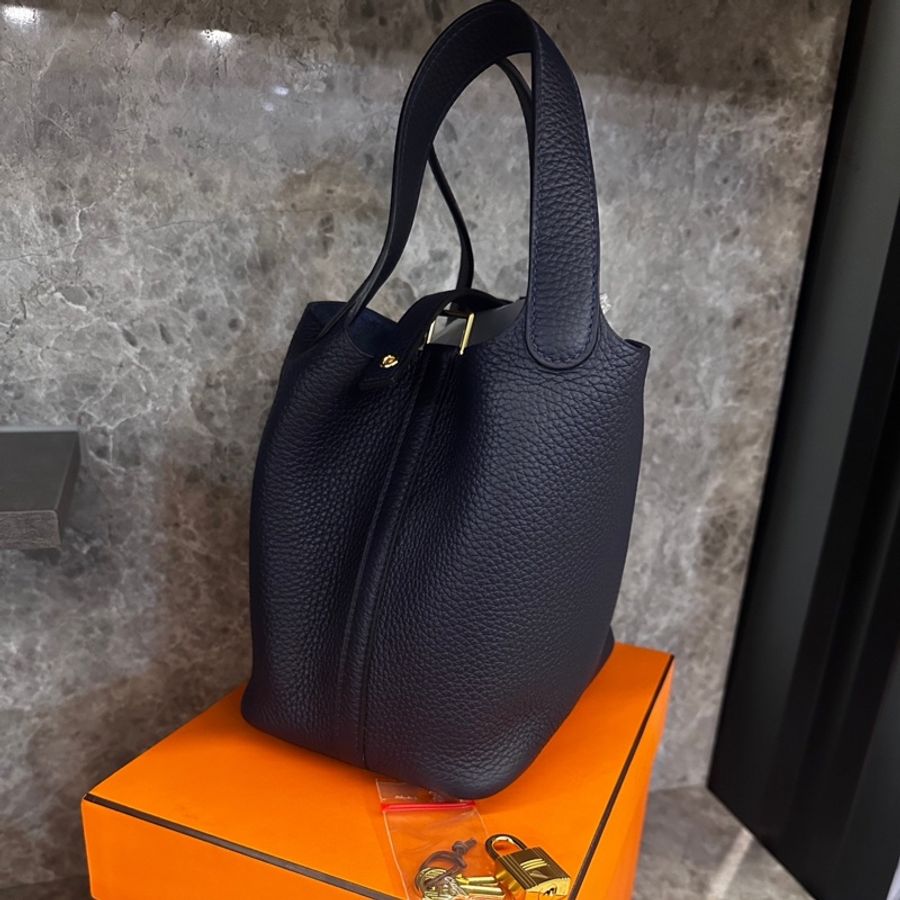 Hermes Picotin18 愛馬仕菜籃子 2Z午夜藍金釦 99新-3