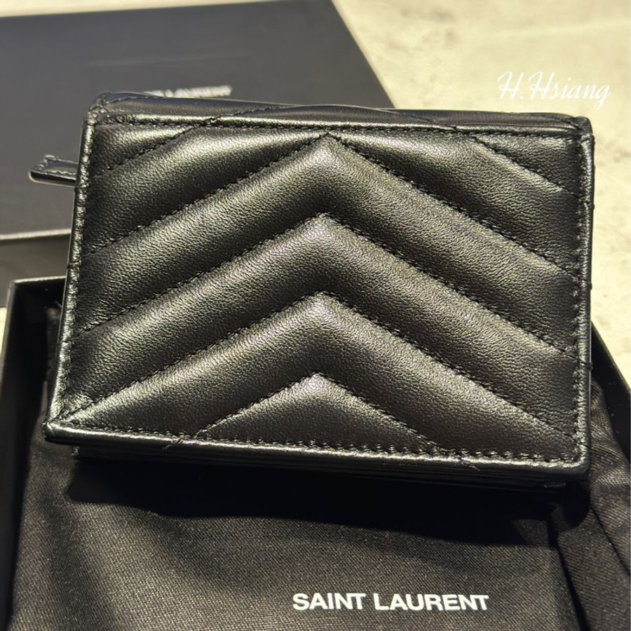 YSL CASSANDRE SAINT LAURENT MATELASSEMI#J* 皮翻蓋卡片套 小型按扣翻蓋卡片套-4