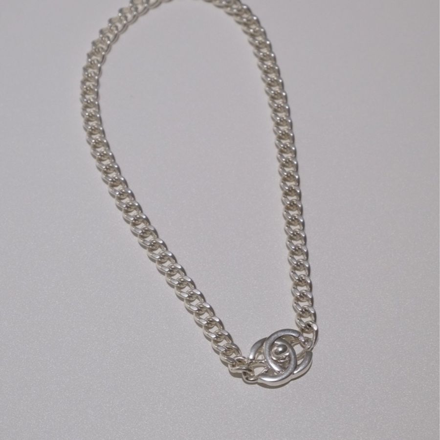 Chanel vintage銀色書包扣項鍊(圖中第二長款41cm)-2