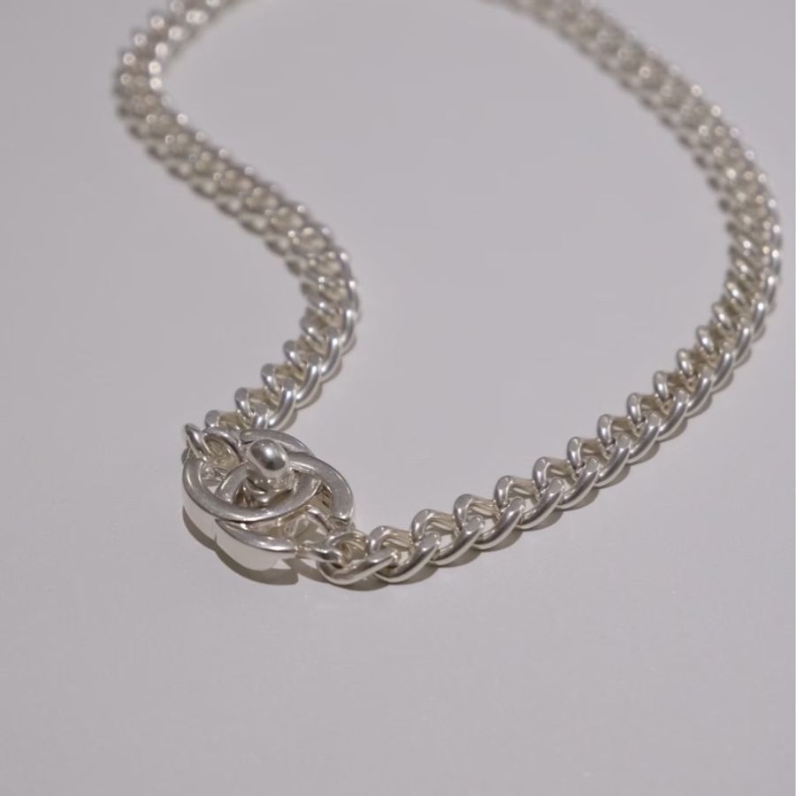 Chanel vintage銀色書包扣項鍊(圖中第二長款41cm)-3
