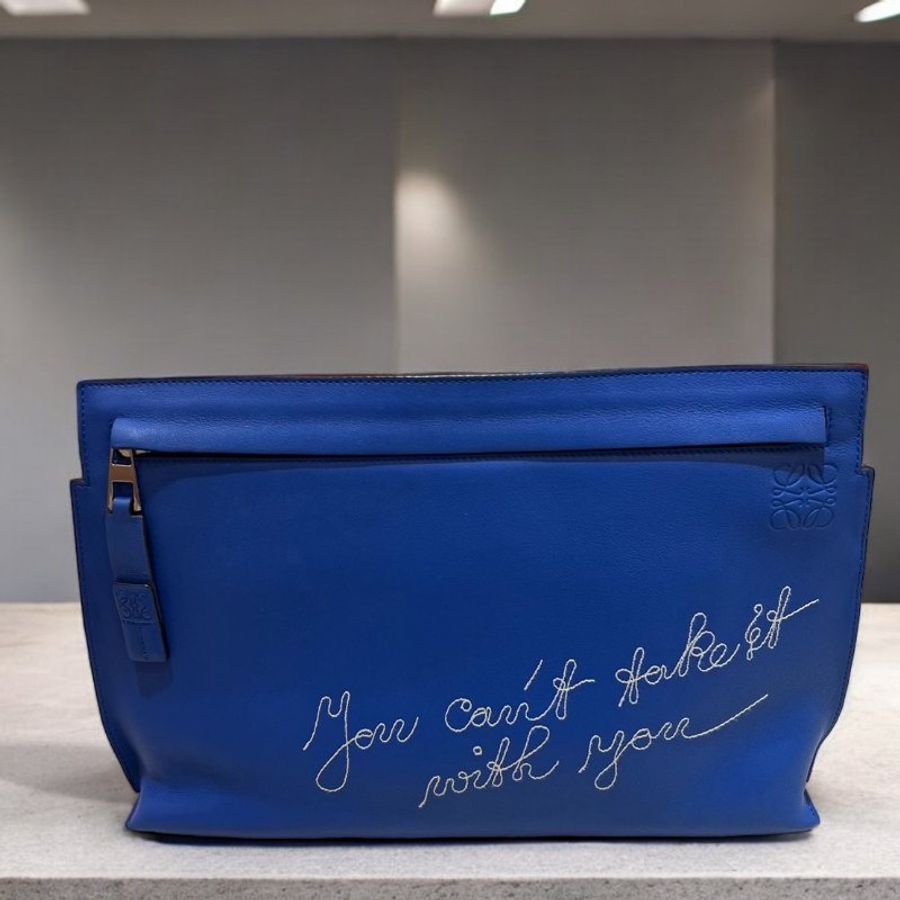 LOEWE藍色全皮兩用包-0