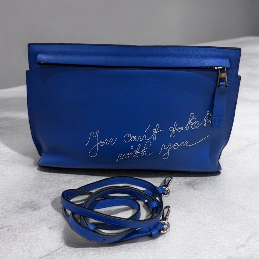 LOEWE藍色全皮兩用包-4