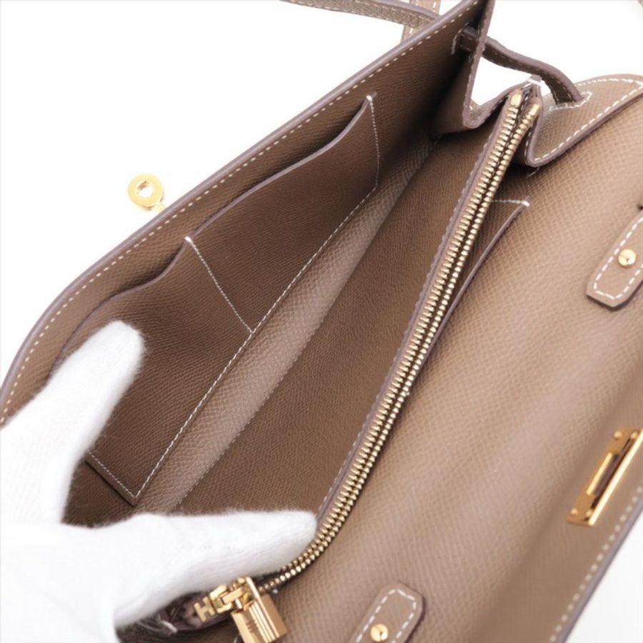 Hermes kelly to go Etoupe Epsom GHW 大象灰Stamp A 預訂貨品-3