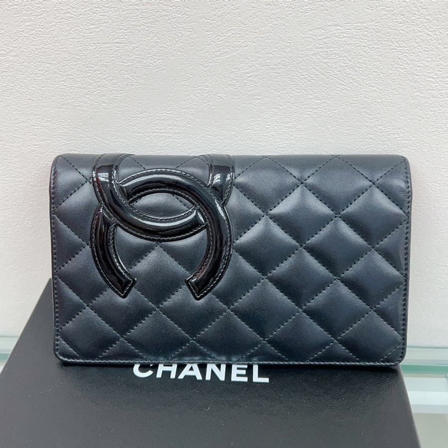 Chanel 黑色康朋對開長夾/銀包-0