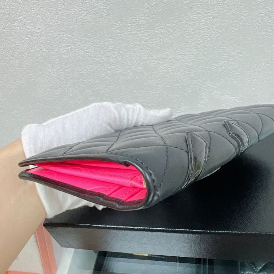 Chanel 黑色康朋對開長夾/銀包-9