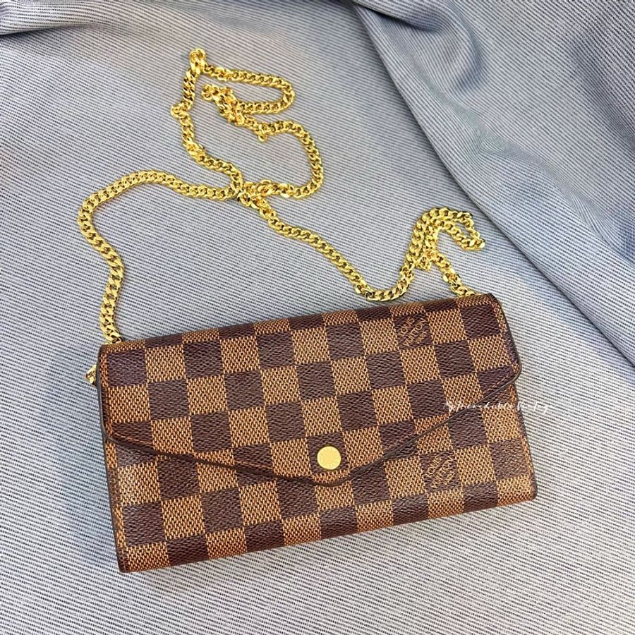 LV 啡色棋盤長銀包 ✨(免打孔)免費附加長鏈變成WOC-1