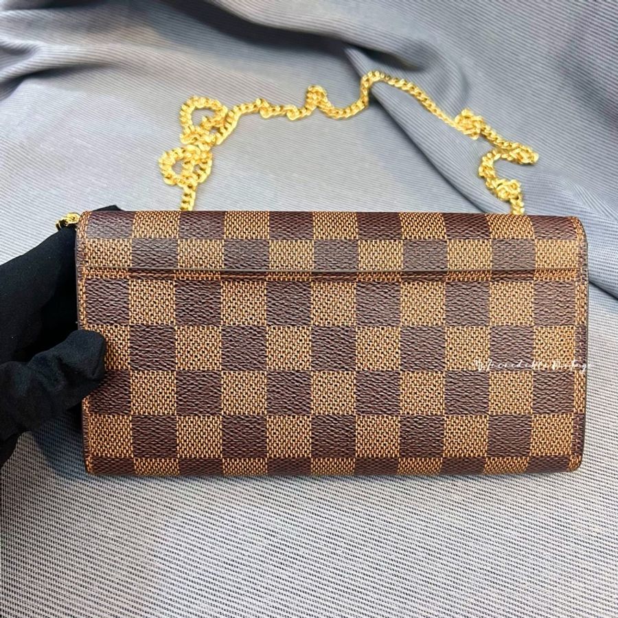 LV 啡色棋盤長銀包 ✨(免打孔)免費附加長鏈變成WOC-13