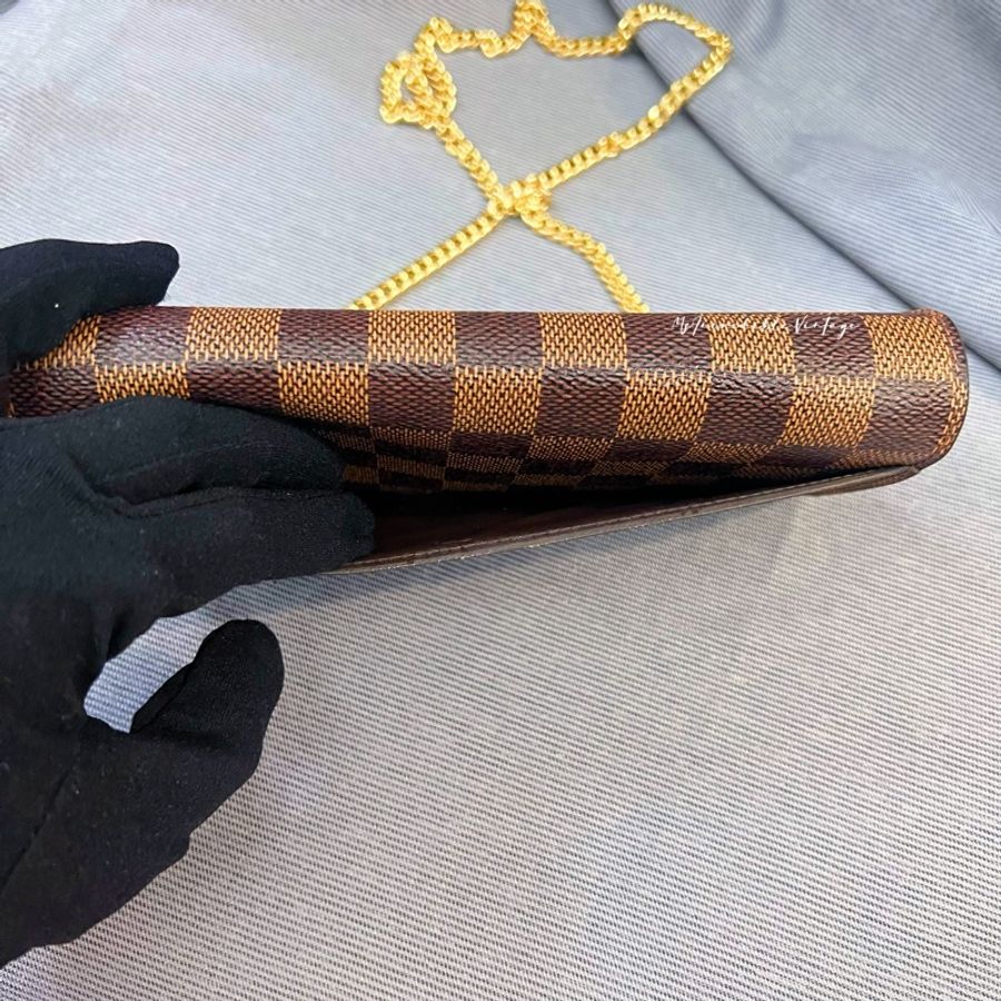 LV 啡色棋盤長銀包 ✨(免打孔)免費附加長鏈變成WOC-14