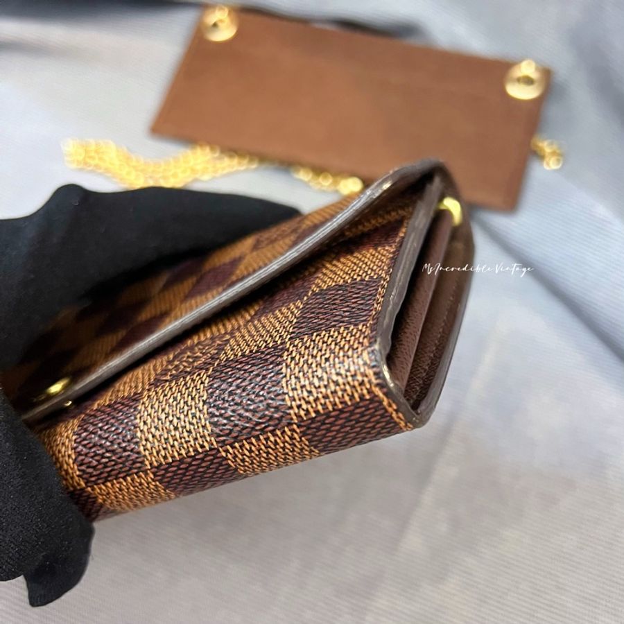 LV 啡色棋盤長銀包 ✨(免打孔)免費附加長鏈變成WOC-16