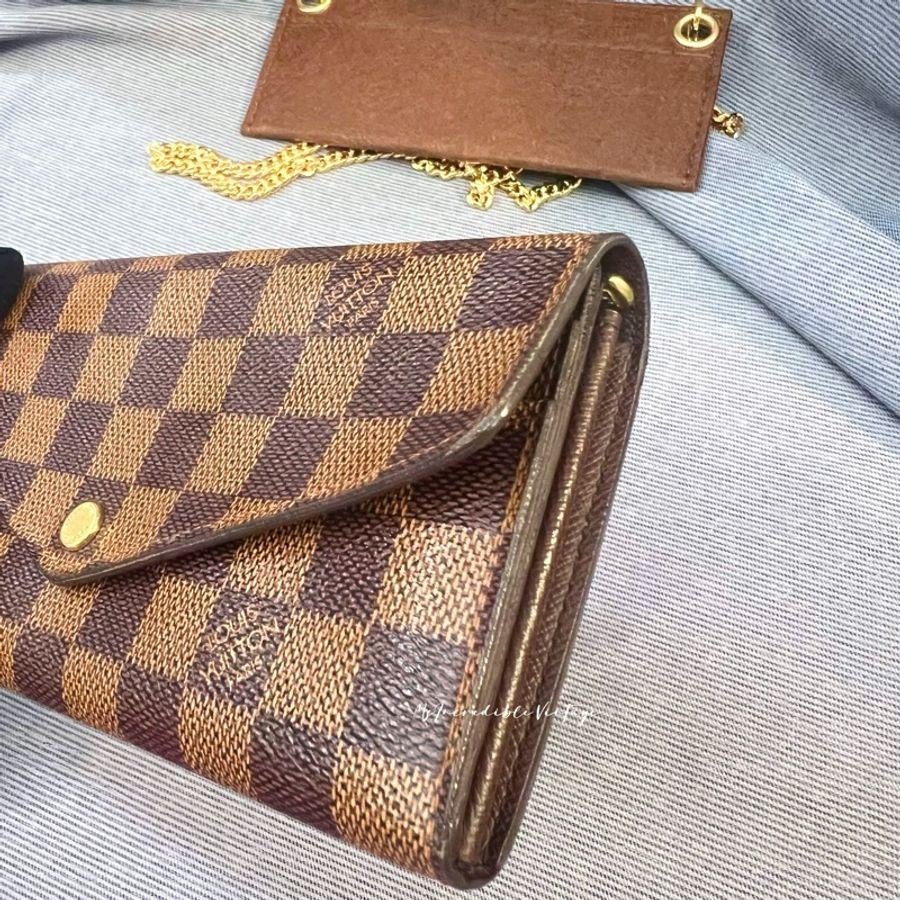LV 啡色棋盤長銀包 ✨(免打孔)免費附加長鏈變成WOC-18