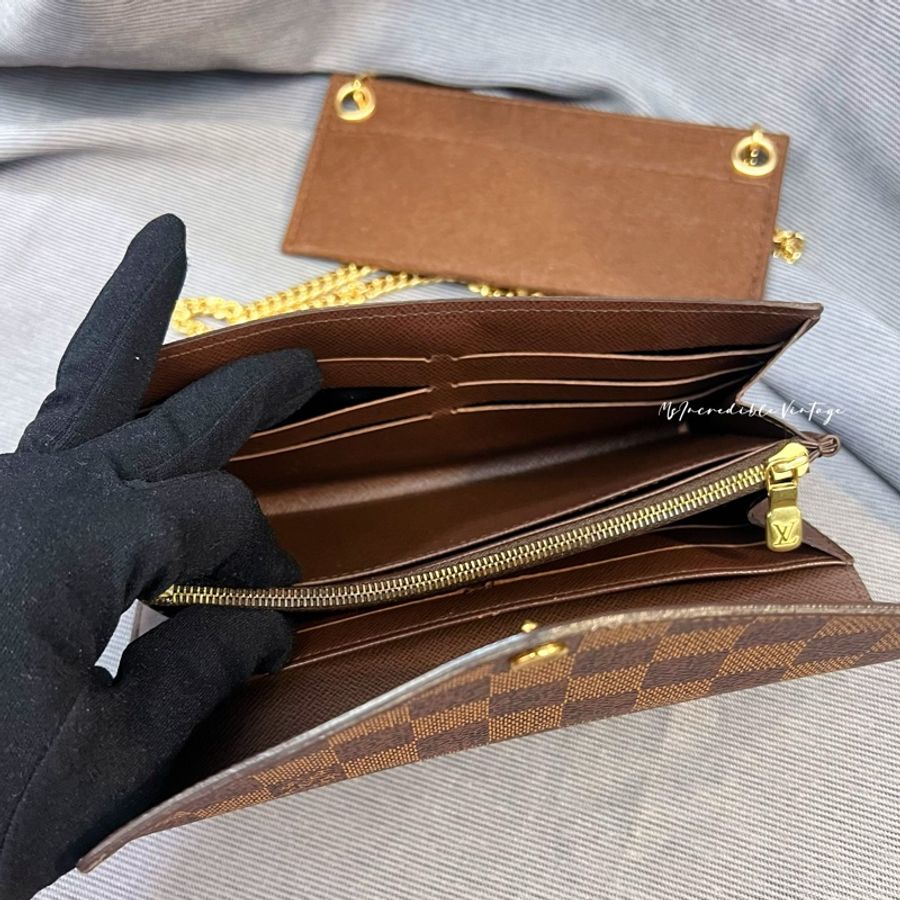 LV 啡色棋盤長銀包 ✨(免打孔)免費附加長鏈變成WOC-28