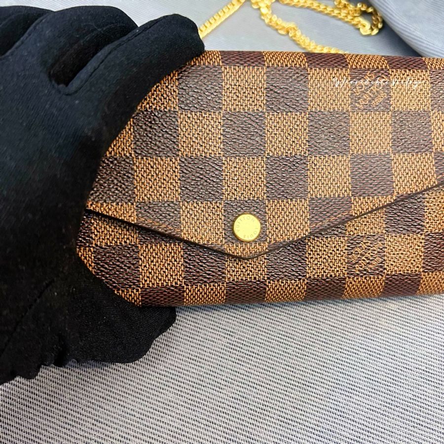 LV 啡色棋盤長銀包 ✨(免打孔)免費附加長鏈變成WOC-30