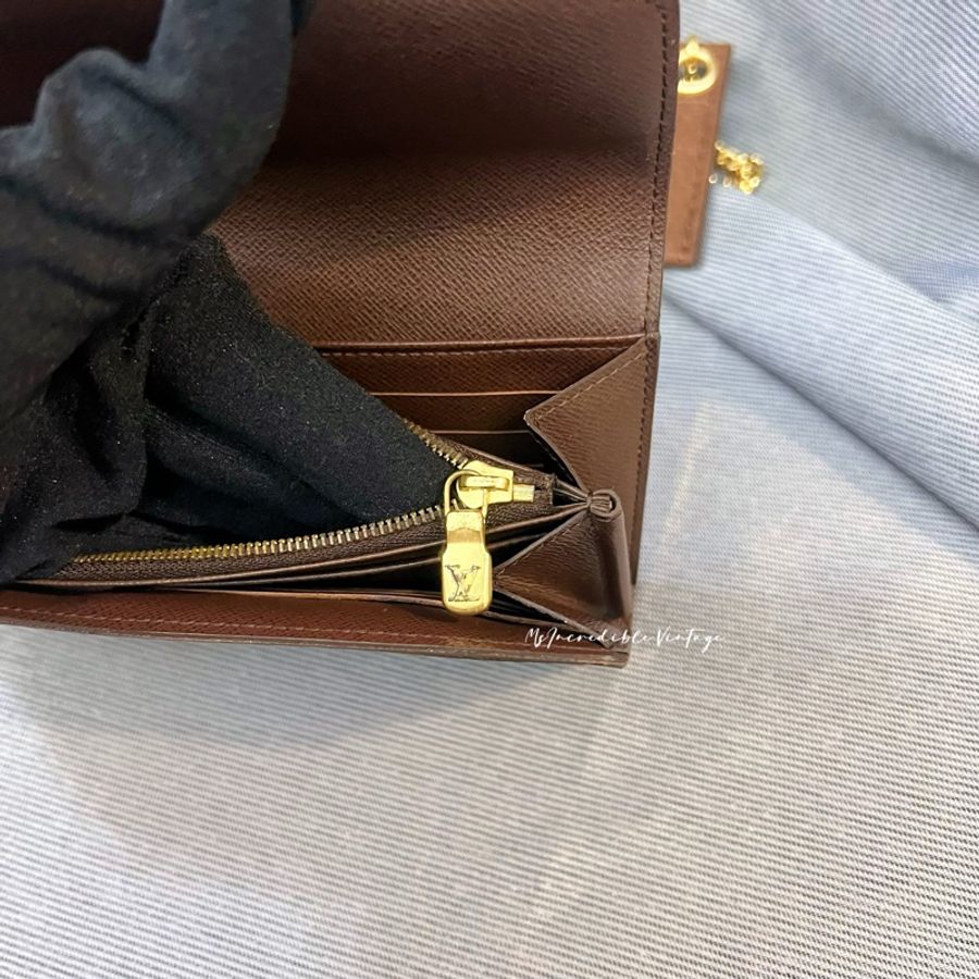 LV 啡色棋盤長銀包 ✨(免打孔)免費附加長鏈變成WOC-33