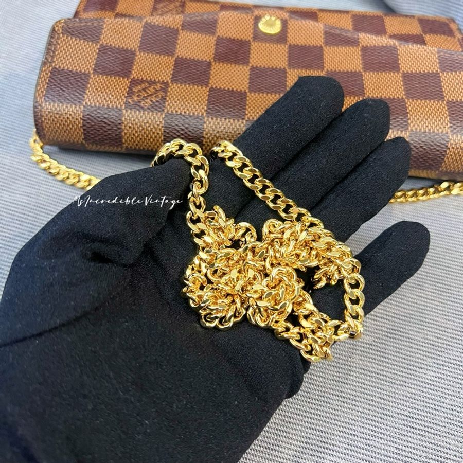 LV 啡色棋盤長銀包 ✨(免打孔)免費附加長鏈變成WOC-35